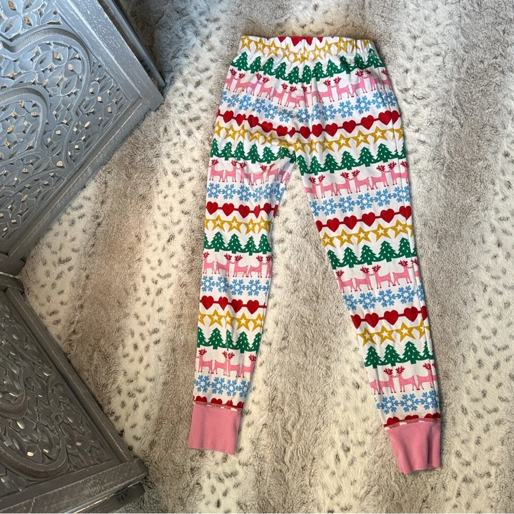 Boden Kids rainbow holiday pajama pants girls size 11 Christmas tree reindeer
